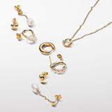 Organically Shaped Pavé Circle & Treated Freshwater Cultured Pearl Collier Necklace