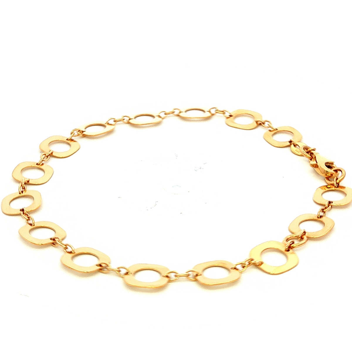 Square Circle Link Bracelet in Yellow Gold