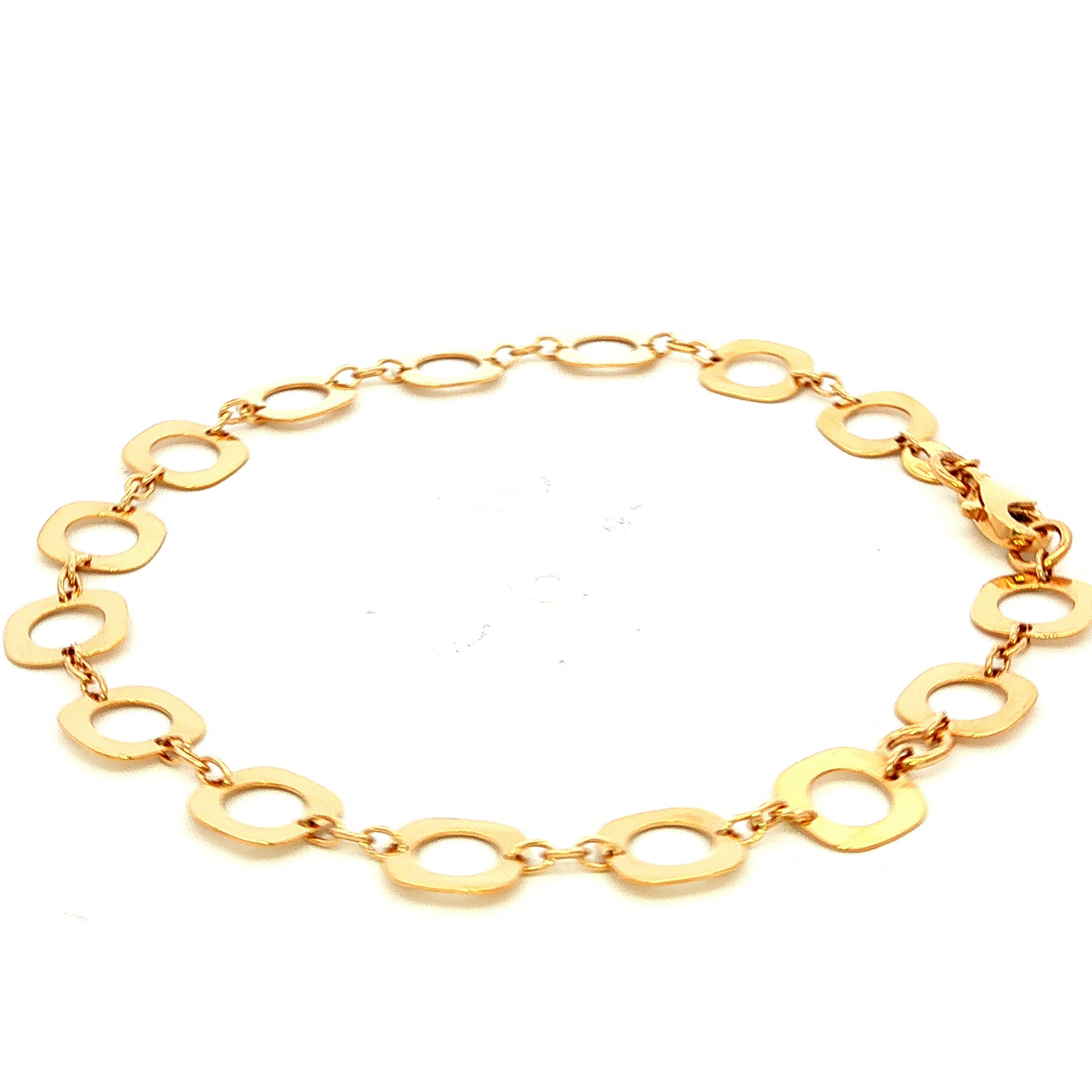 Square Circle Link Bracelet in Yellow Gold