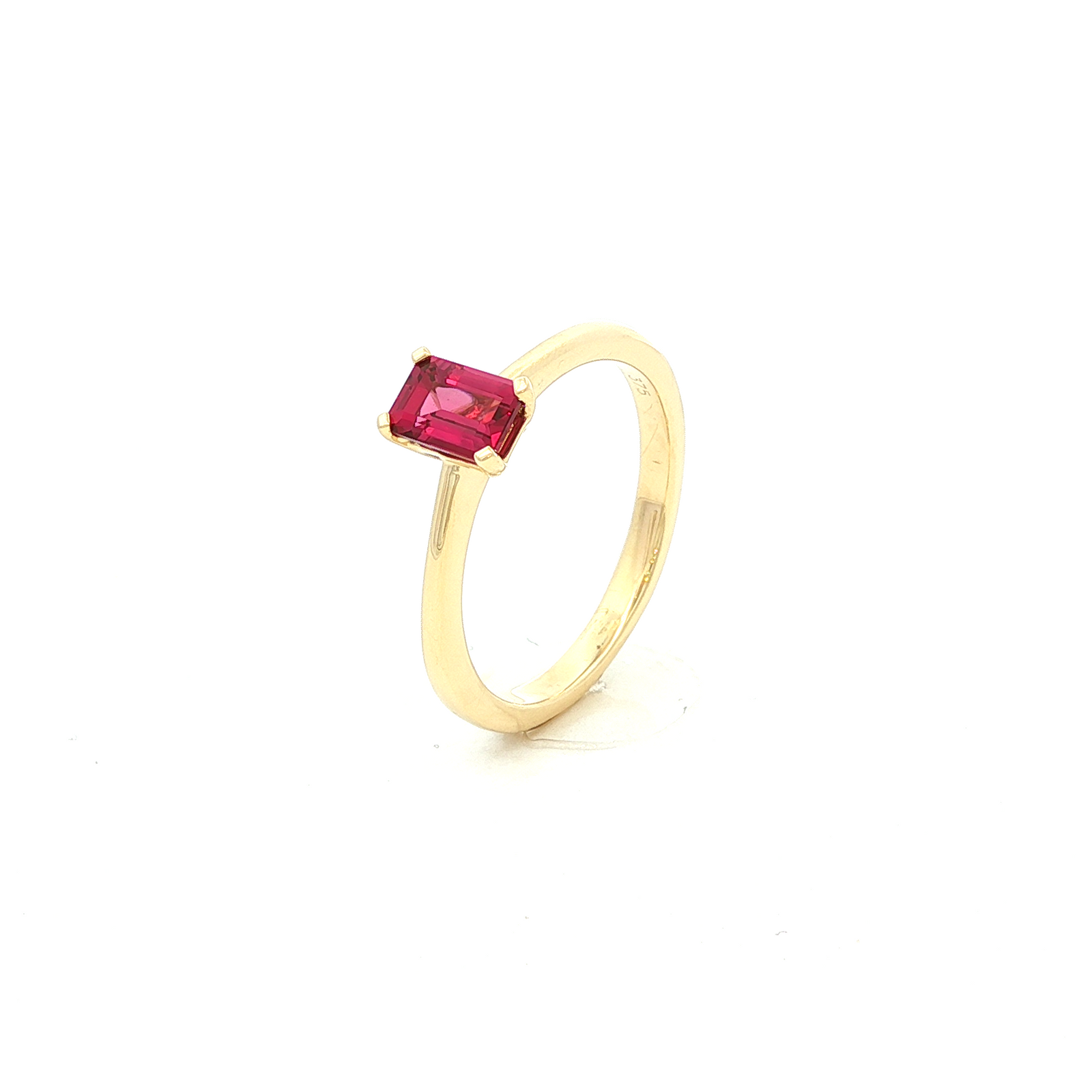 Emerald Cut Rhodolite Garnet Ring