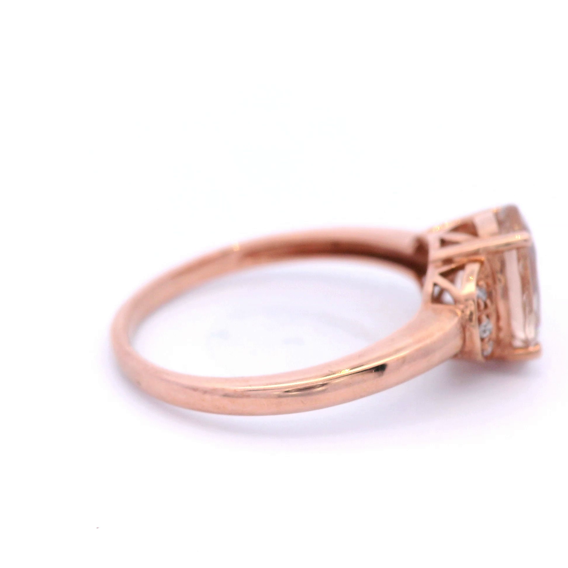 Cushion Cut Morganite and Diamond Ring in Rose Gold