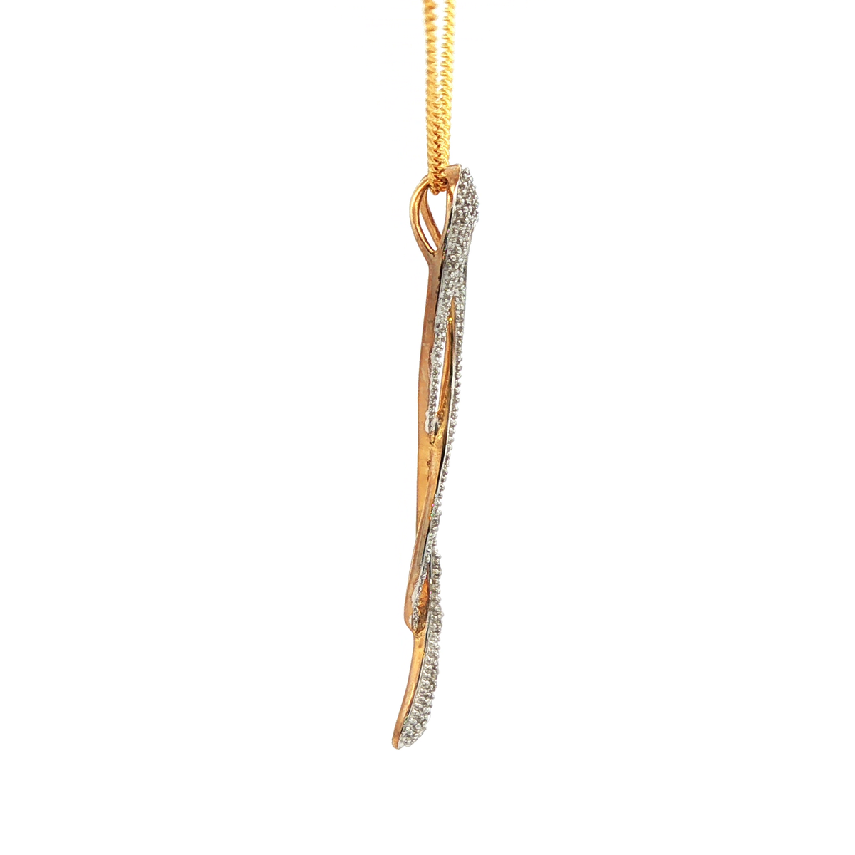 Yellow Gold Charm Necklace with Round Brilliant Cut Diamonds