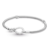 Snake chain sterling silver bracelet with infinity clasp