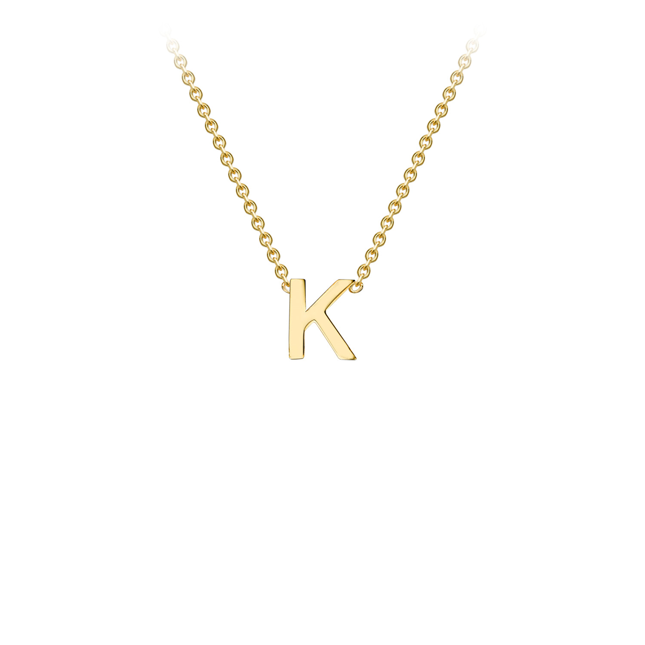 9ct Yellow Gold Petite Initial Necklace - K