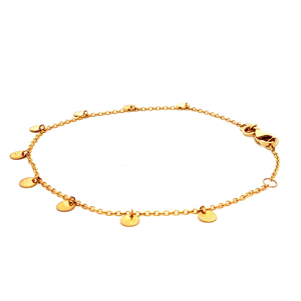 Small Hanging Disc Bracelet in Yellow Gold