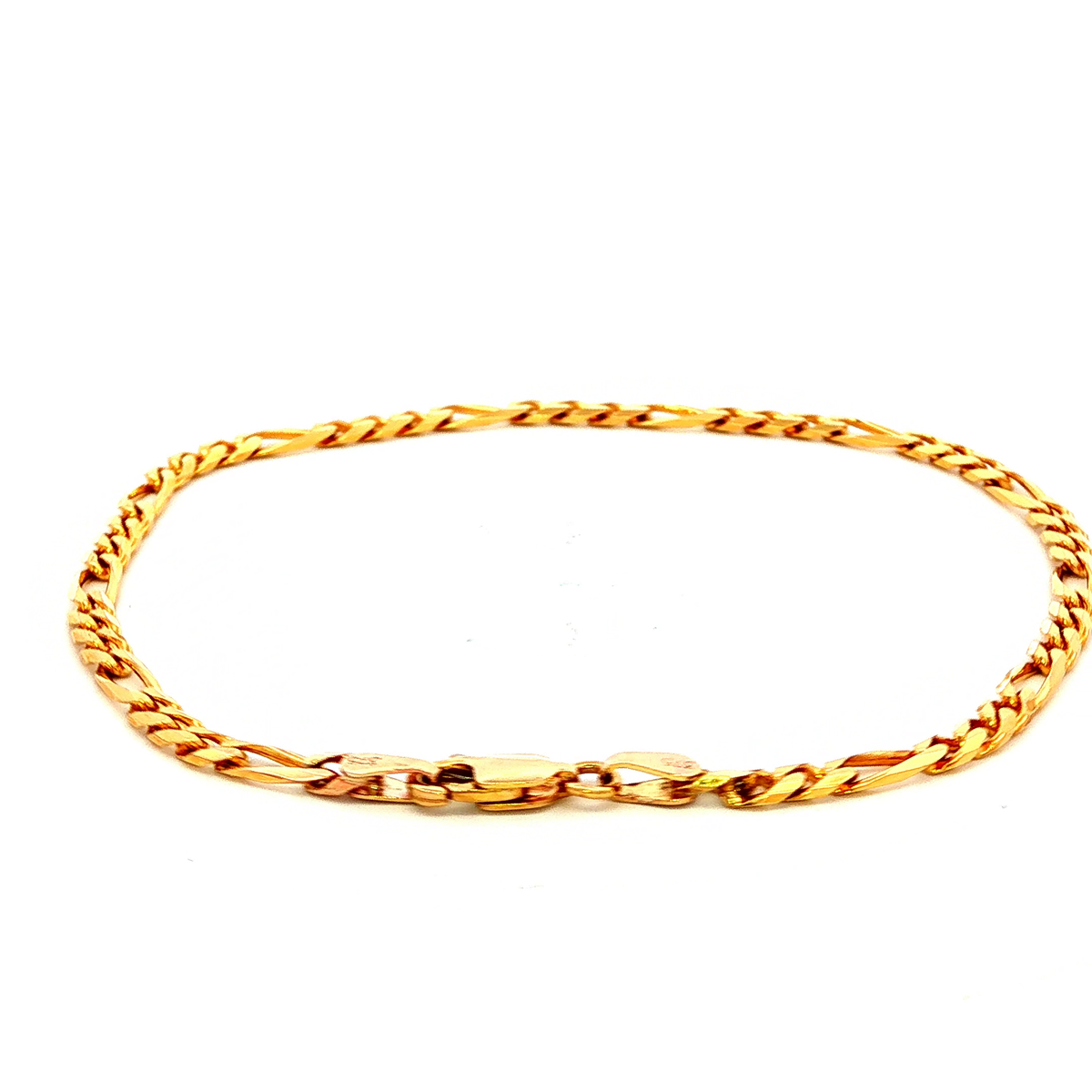 Diamond Cut Figaro Bracelet in Yellow Gold