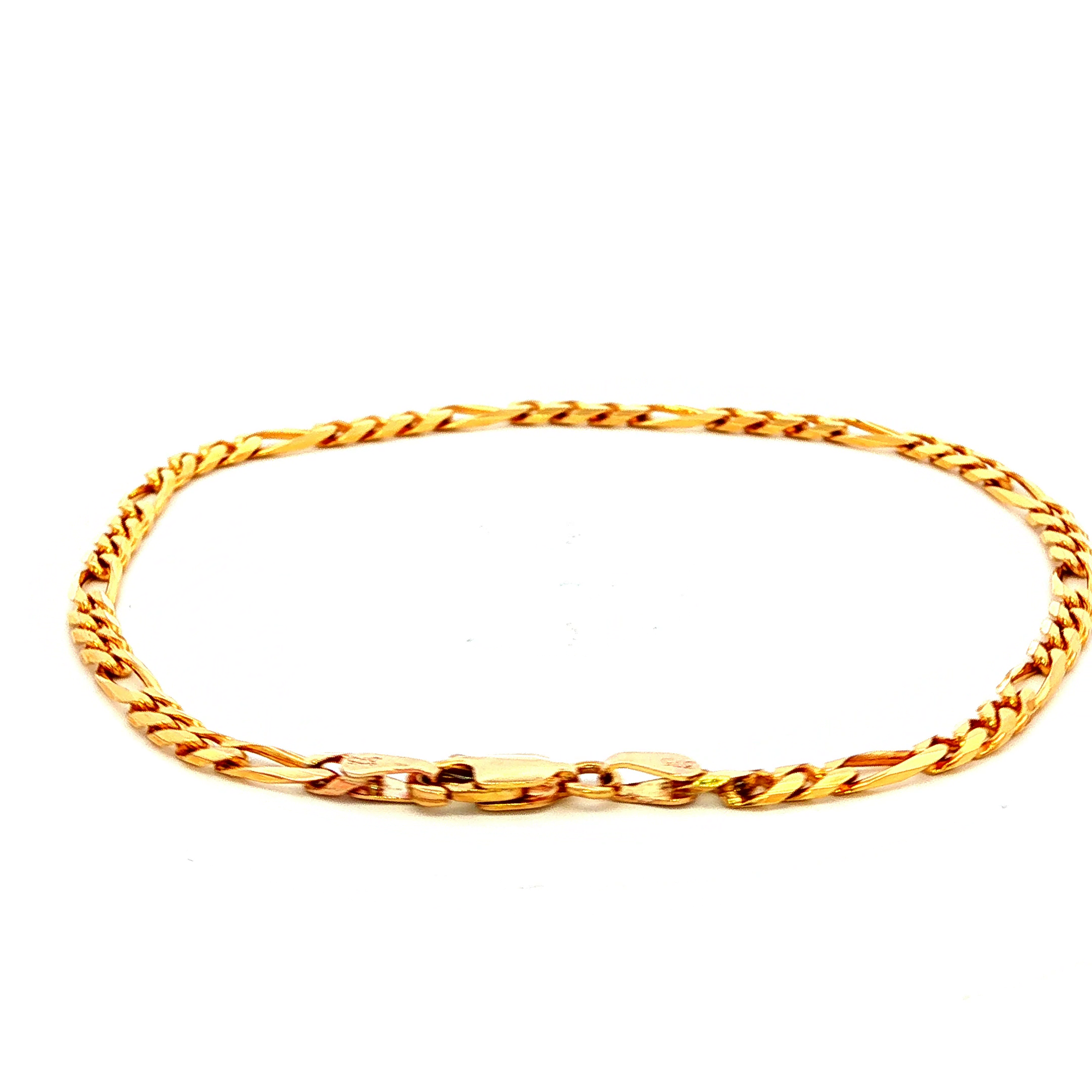 Diamond Cut Figaro Bracelet in Yellow Gold