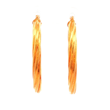 Twisted Hollow Hoop Earrings in Yellow Gold