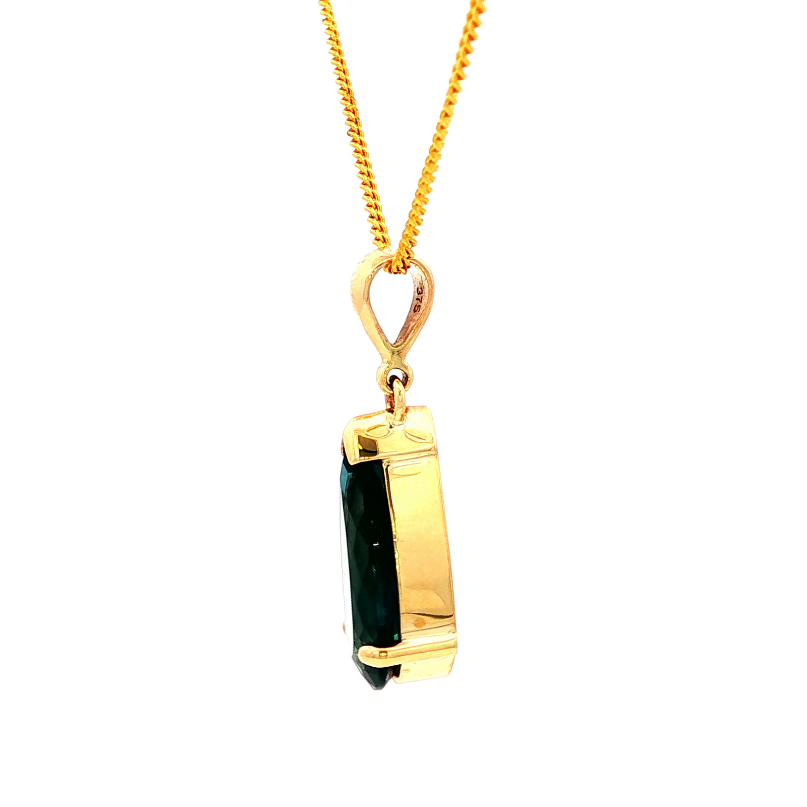 London Blue Tear Drop Pendant in Yellow Gold