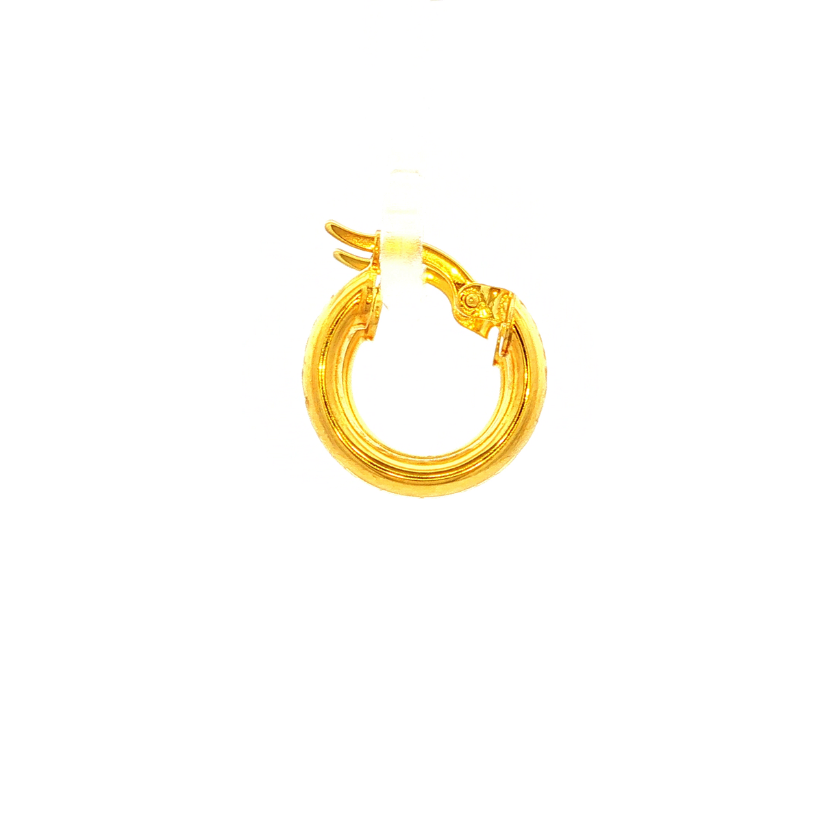 Small Patterned Silver Filled Hoop Earrings in Yellow Gold