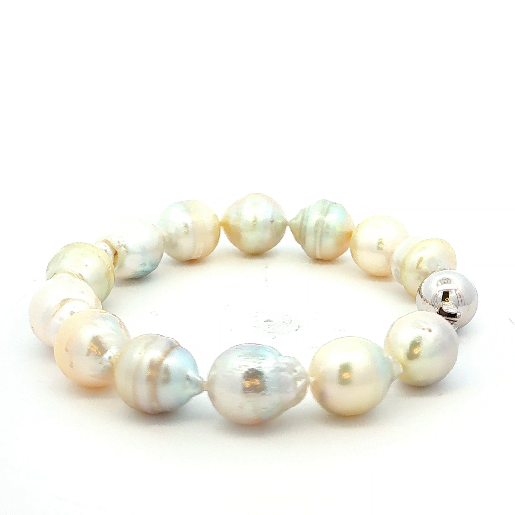 South Sea Baroque Pearl Bracelet in White Gold