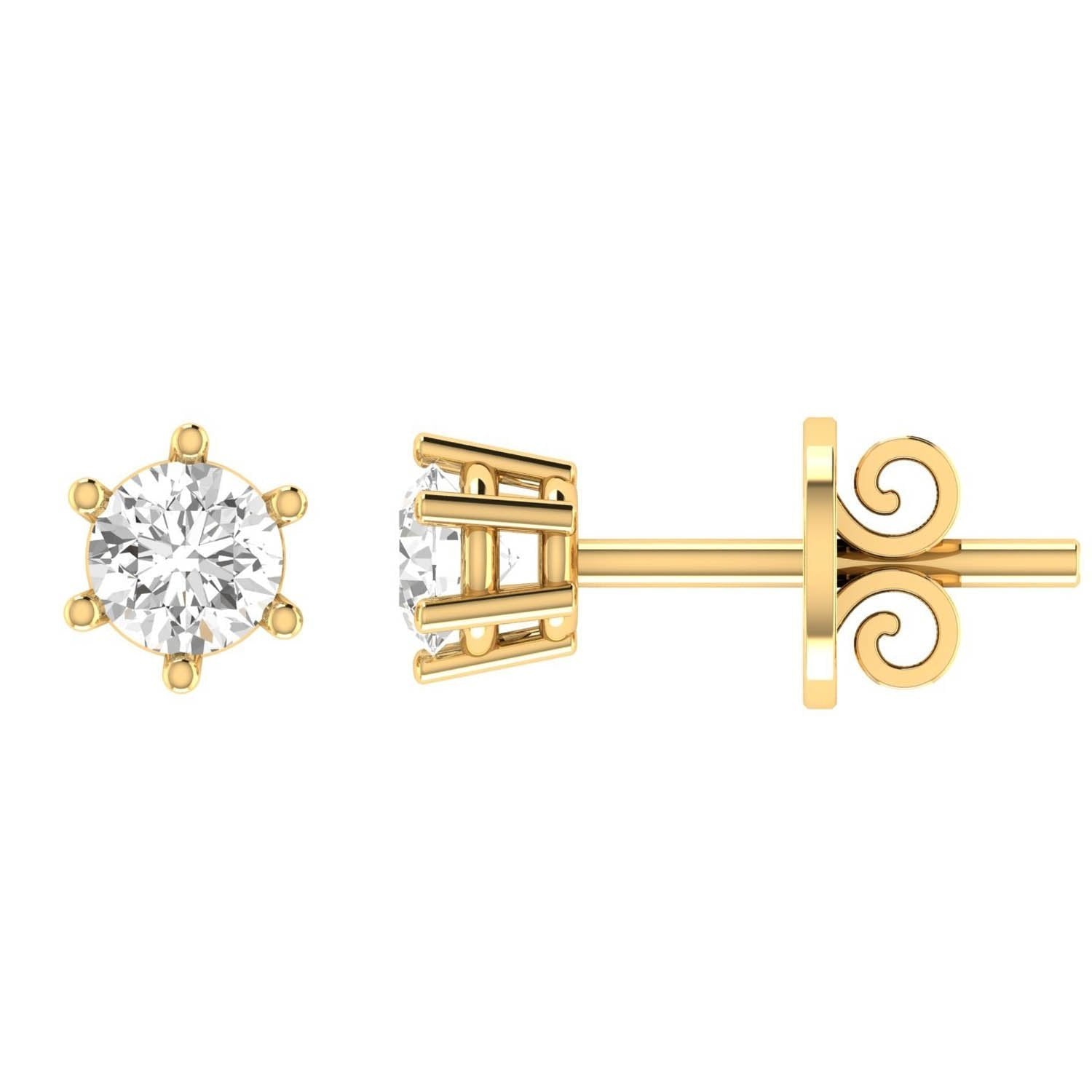 Diamond Stud Earrings with 0.90ct Diamonds in 18K Yellow Gold