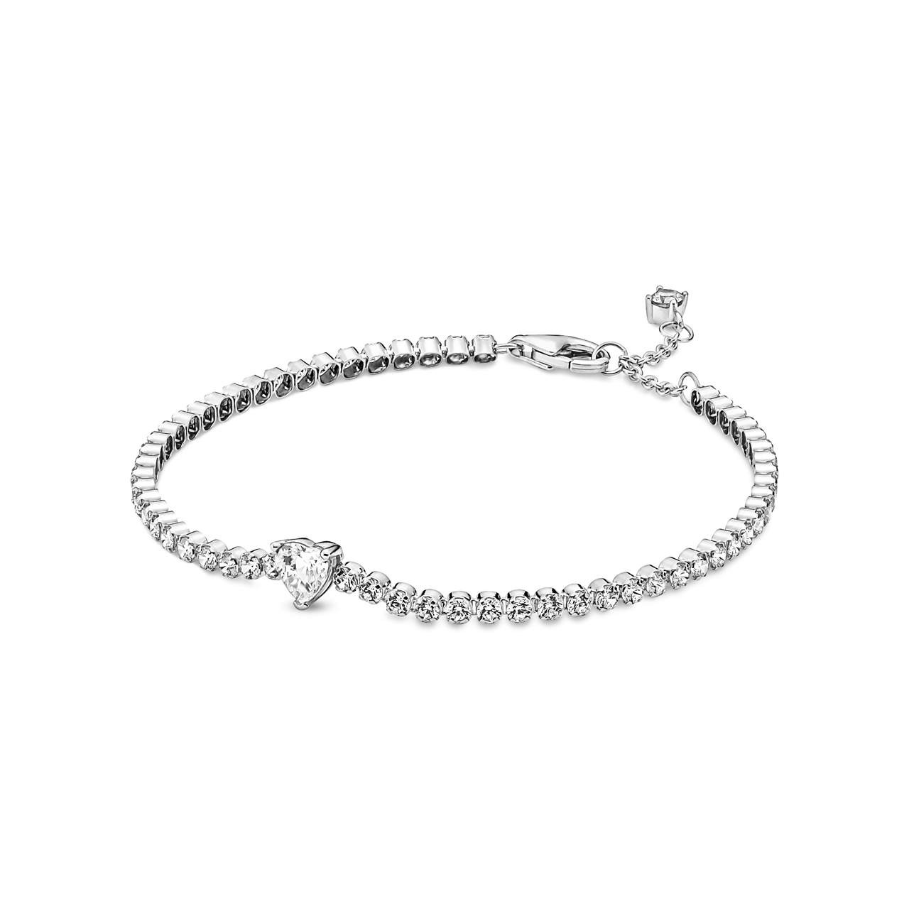 Sterling silver tennis bracelet with princess blue crystal and clear cubic zirconia