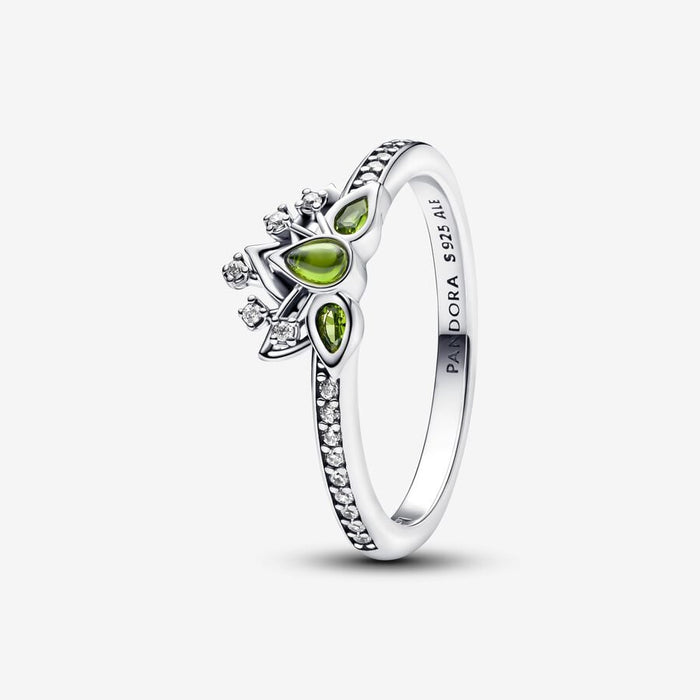 Disney Tiana sterling silver ring with light green crystal and clear cubic zirconia