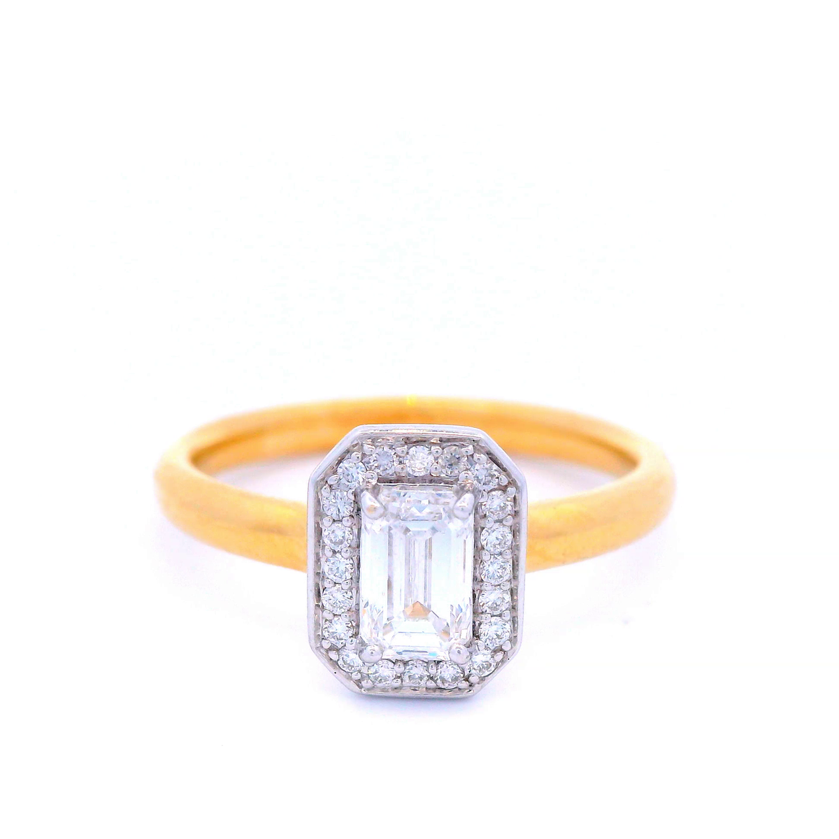 Diamond Radiant Engagement Ring in 18ct Yellow and White Gold