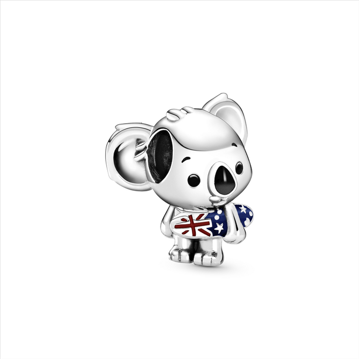 Australian Koala Silver Charm w Mixed Enamel