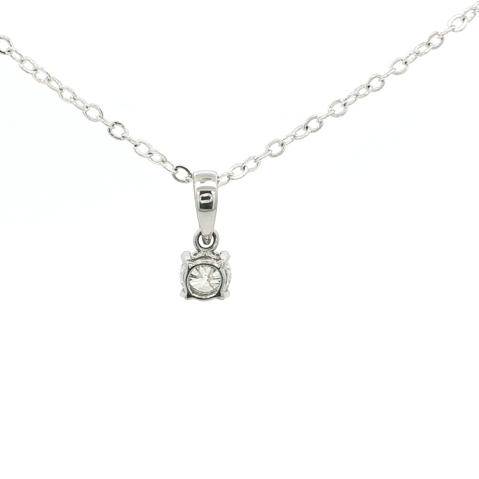 Classic White Gold Round Brilliant Diamond Pendant Necklace