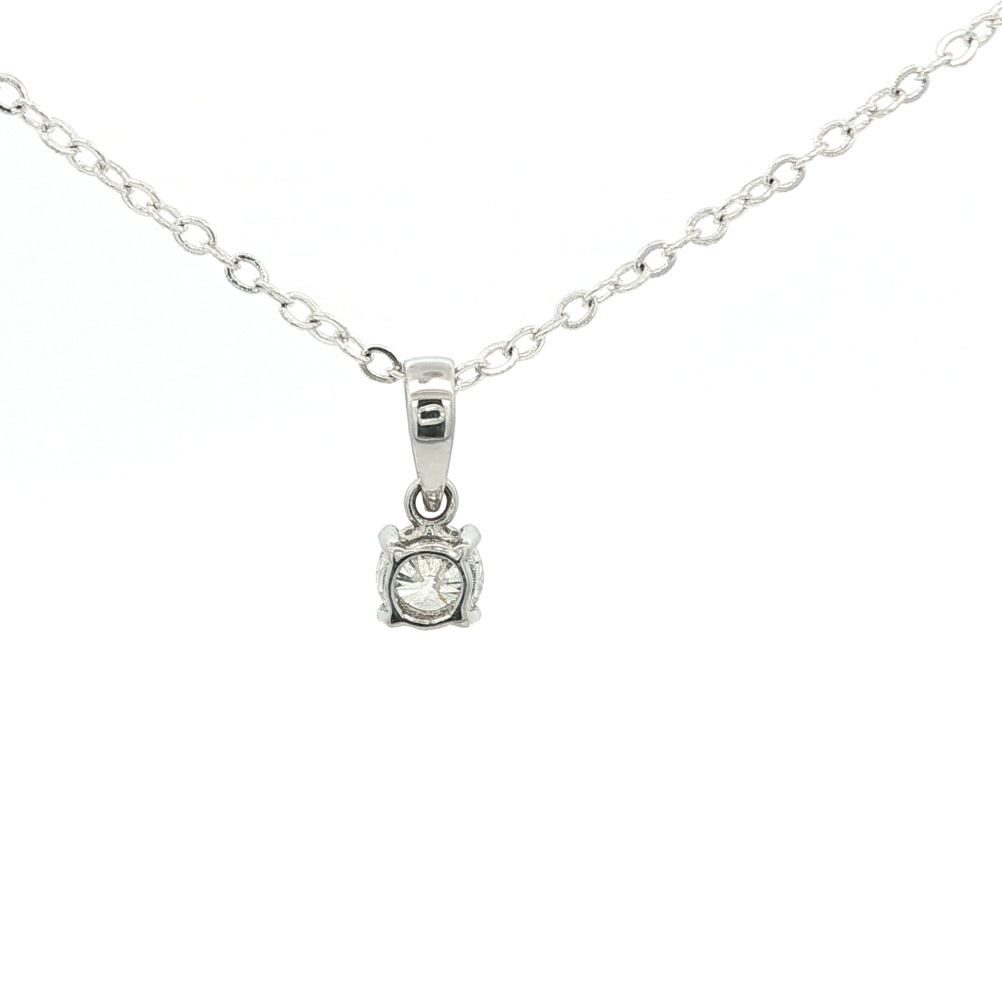 Classic White Gold Round Brilliant Diamond Pendant Necklace