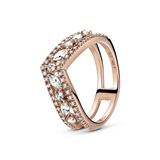 Pandora Rose Sparkling Marquise Double Wishbone Ring w CZ