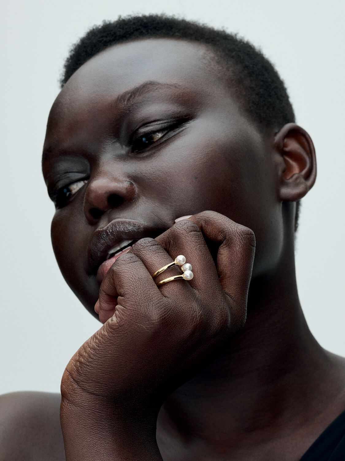 Treated Freshwater Cultured Pearl Open Ring