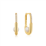 #4 MUSE SIL PEARL/CZ INTERLOCK HOOPS