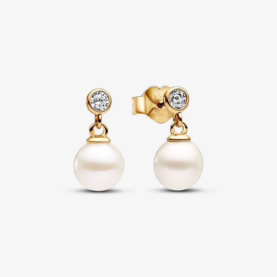 Treated Freshwater Cultured Pearl & Stone Drop Earrings