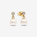 Treated Freshwater Cultured Pearl & Stone Drop Earrings