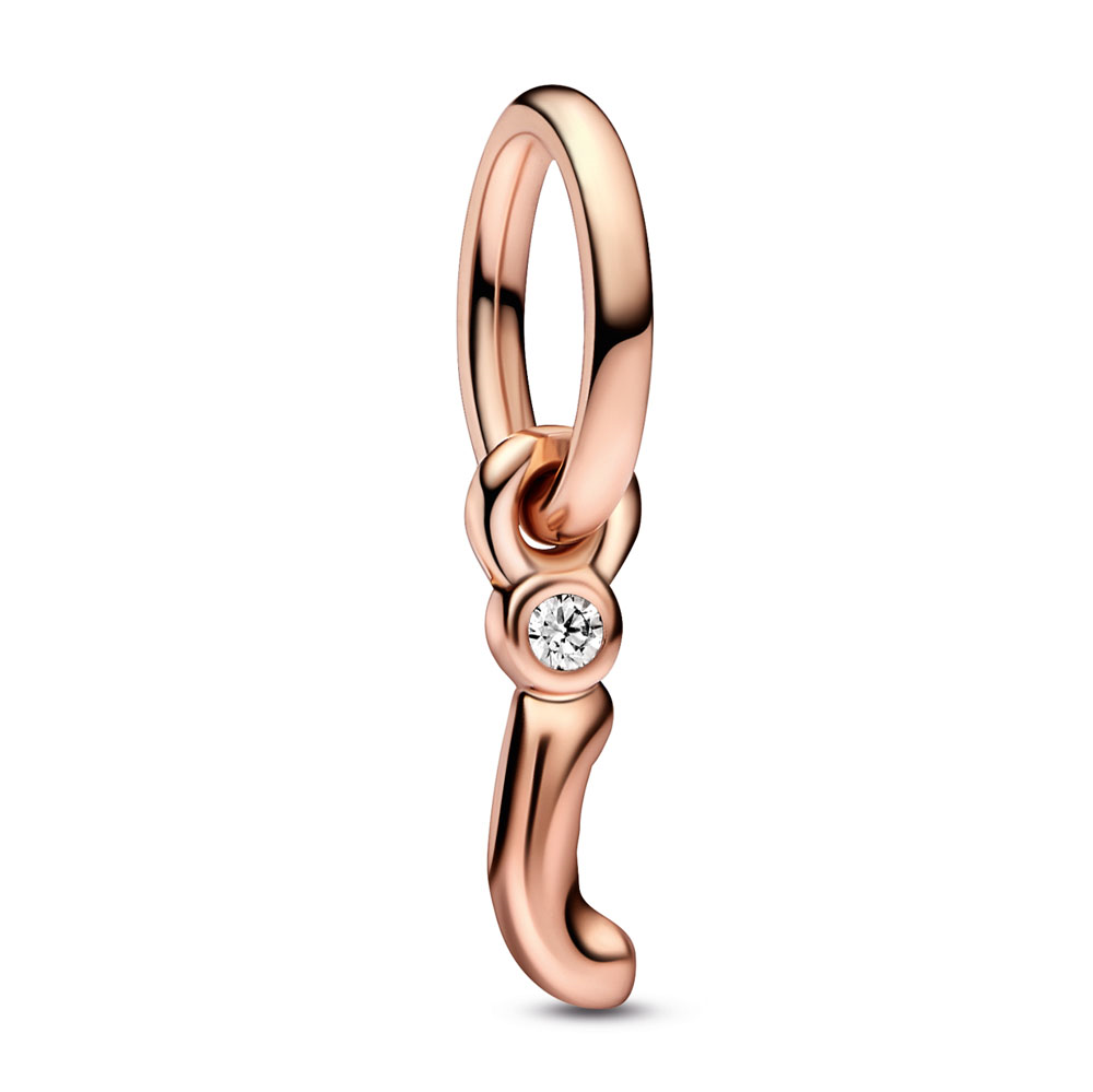 Letter i 14k rose gold-plated dangle with clear cubic zirconia