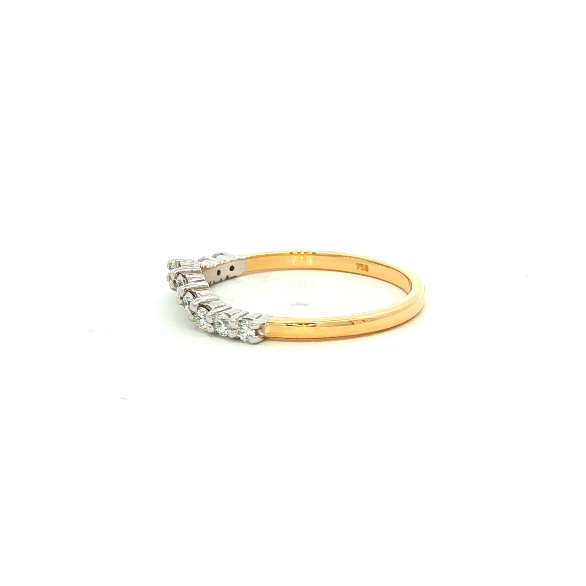 Natural Diamond Curve Claw Set Wedding Band in Yellow Gold