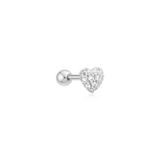 #5A EAR SIL PAVÉ HEART SINGLE BARBELL ER
