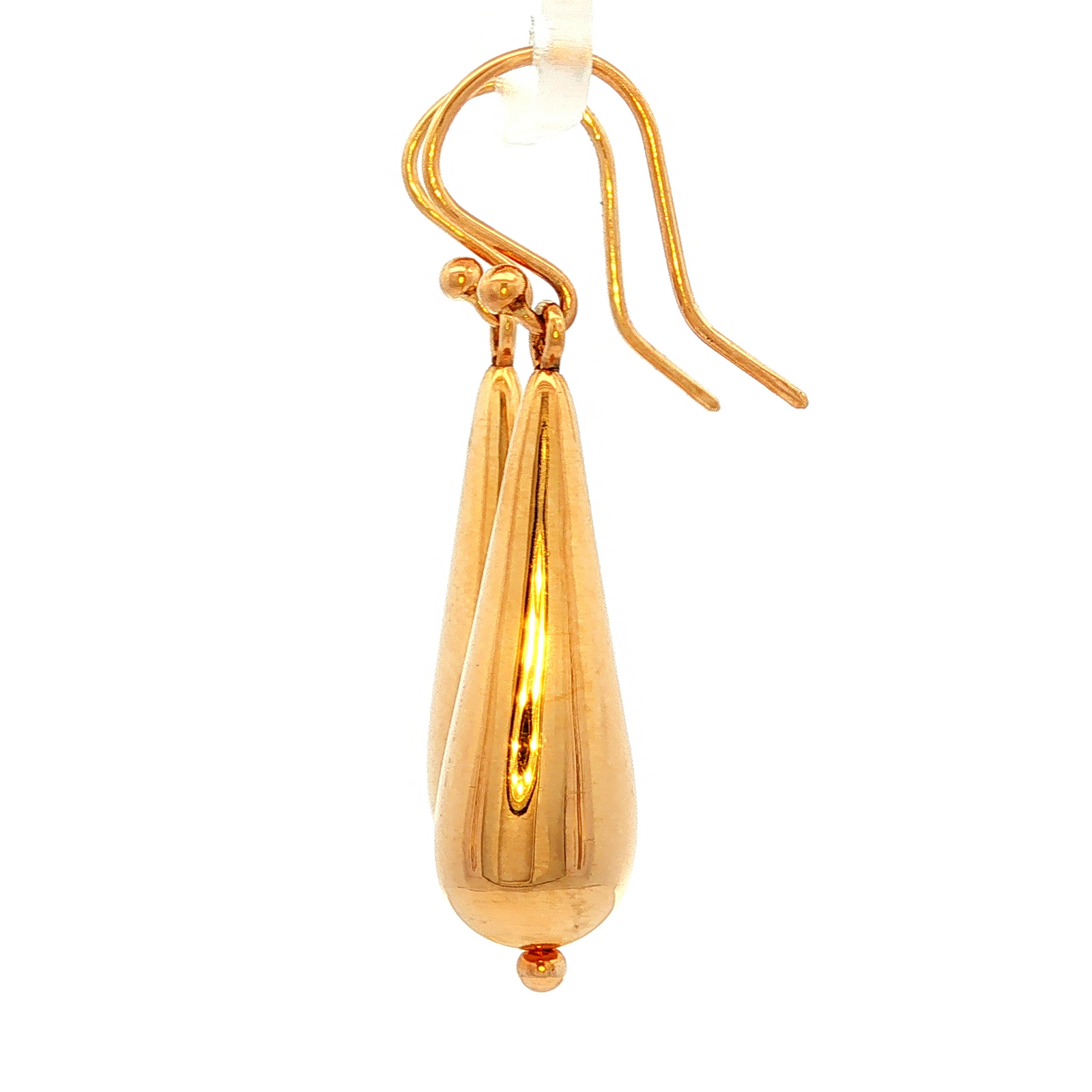 Long Dome Drop Earring in Yellow Gold