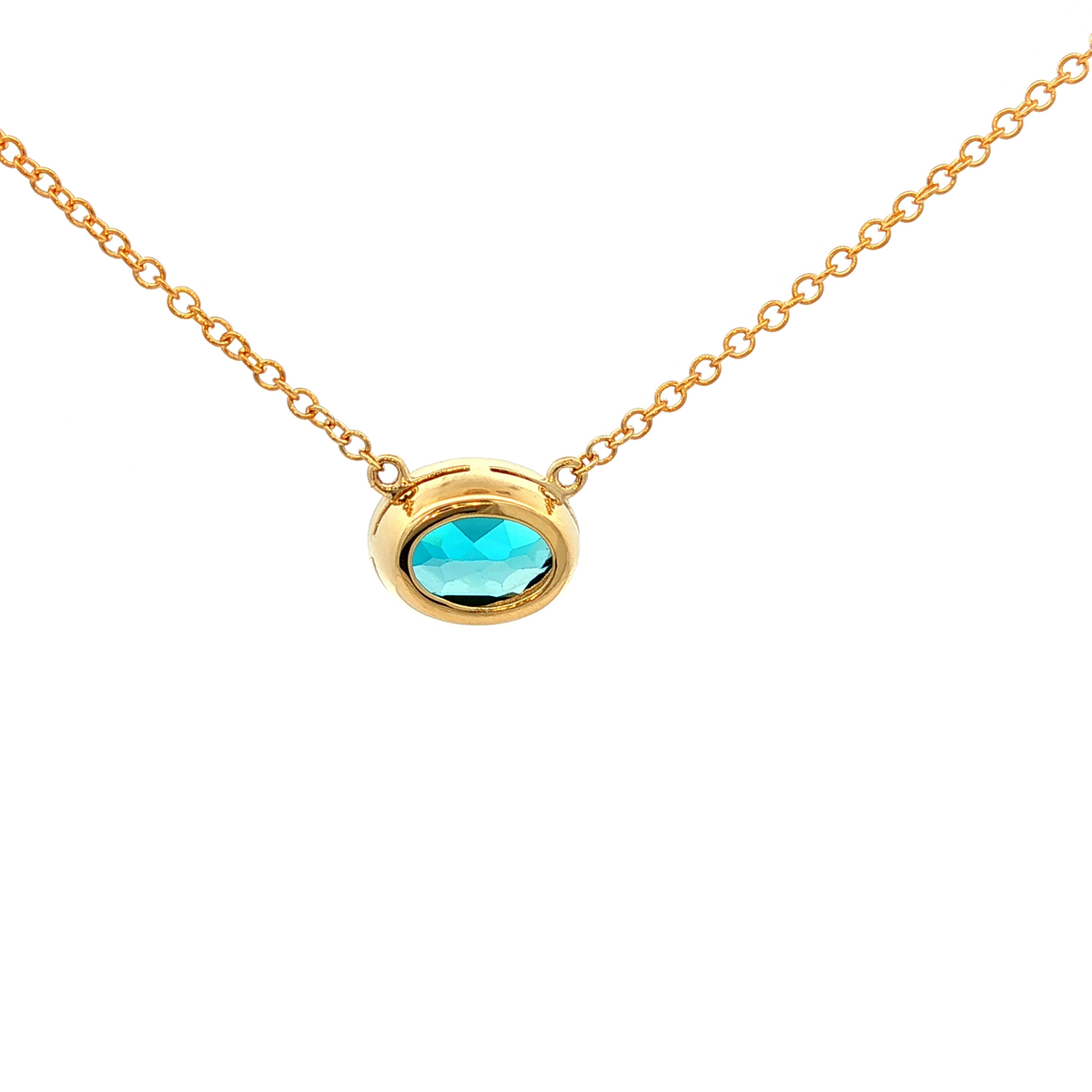 London Blue Topaz Pendant in Yellow Gold