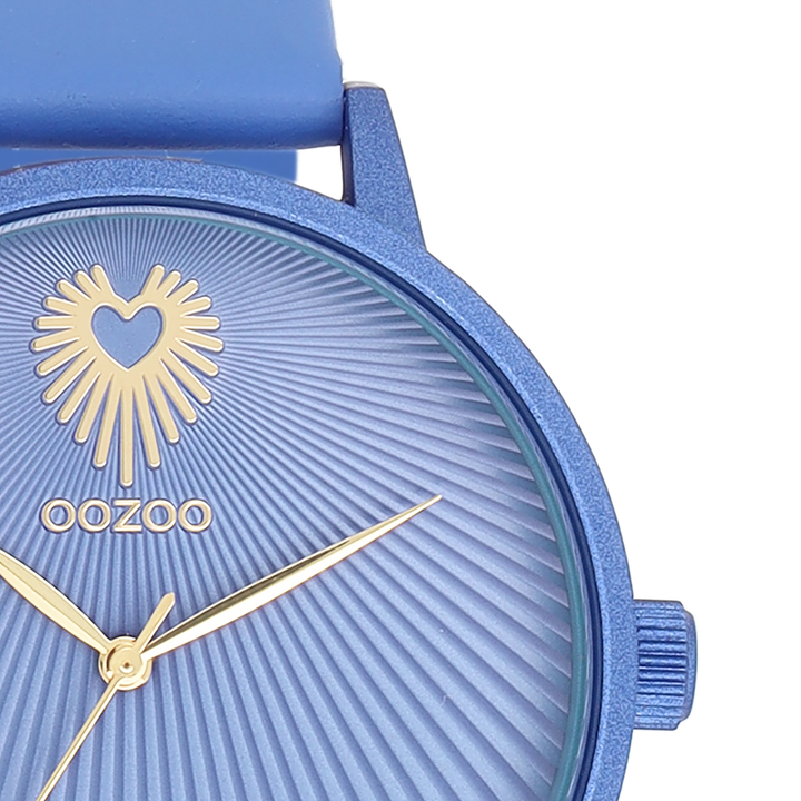 Mineral Blue Oozoo Watch With Mineral Blue Leather Strap