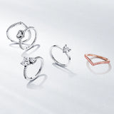 Heart sterling silver ring with clear cubic zirconia