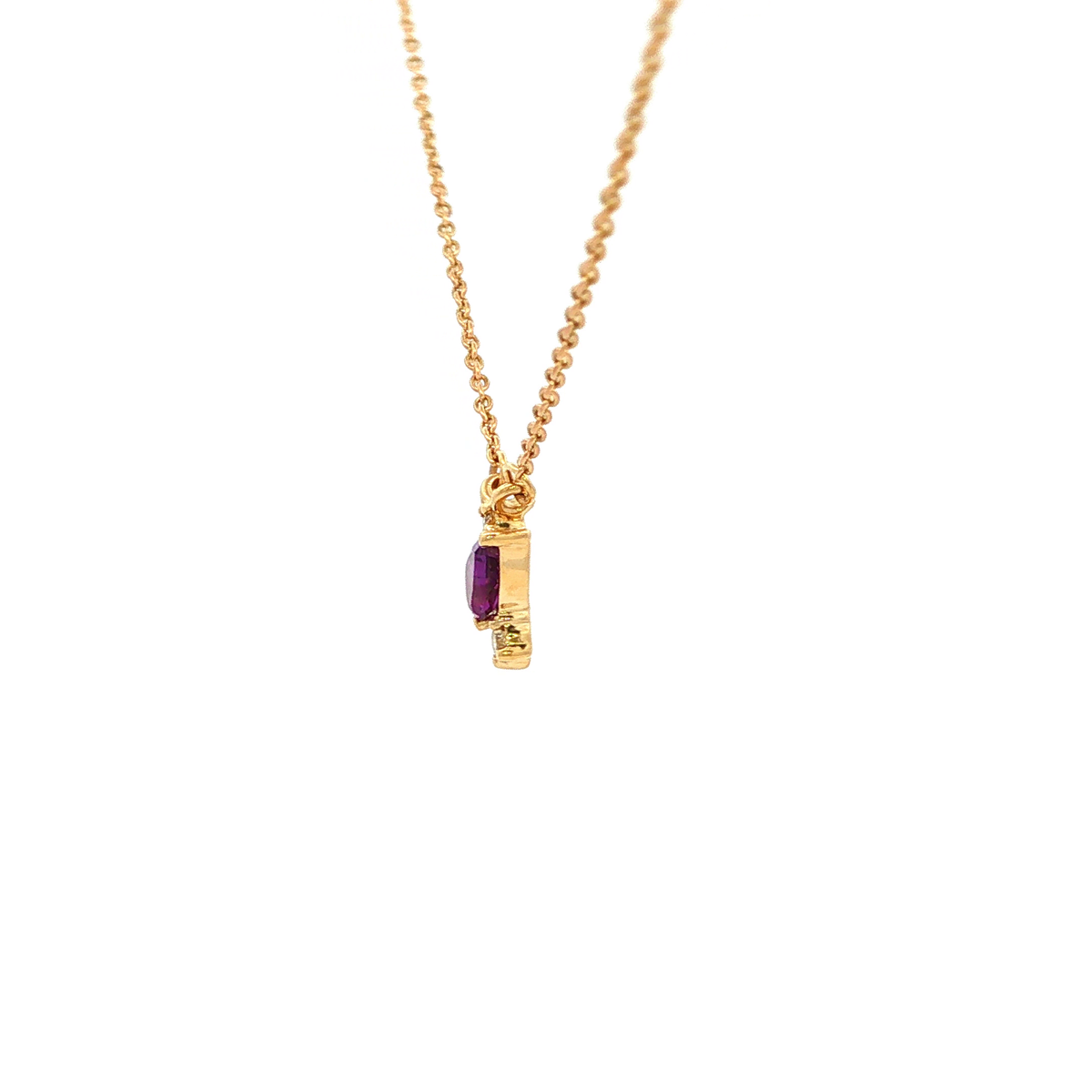 Pear Amethyst Necklace in Yellow Gold