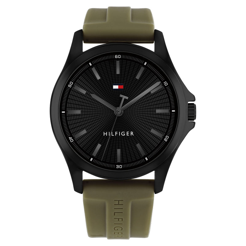 Tommy Hilfiger Green Silicone Black Dial Men's Watch