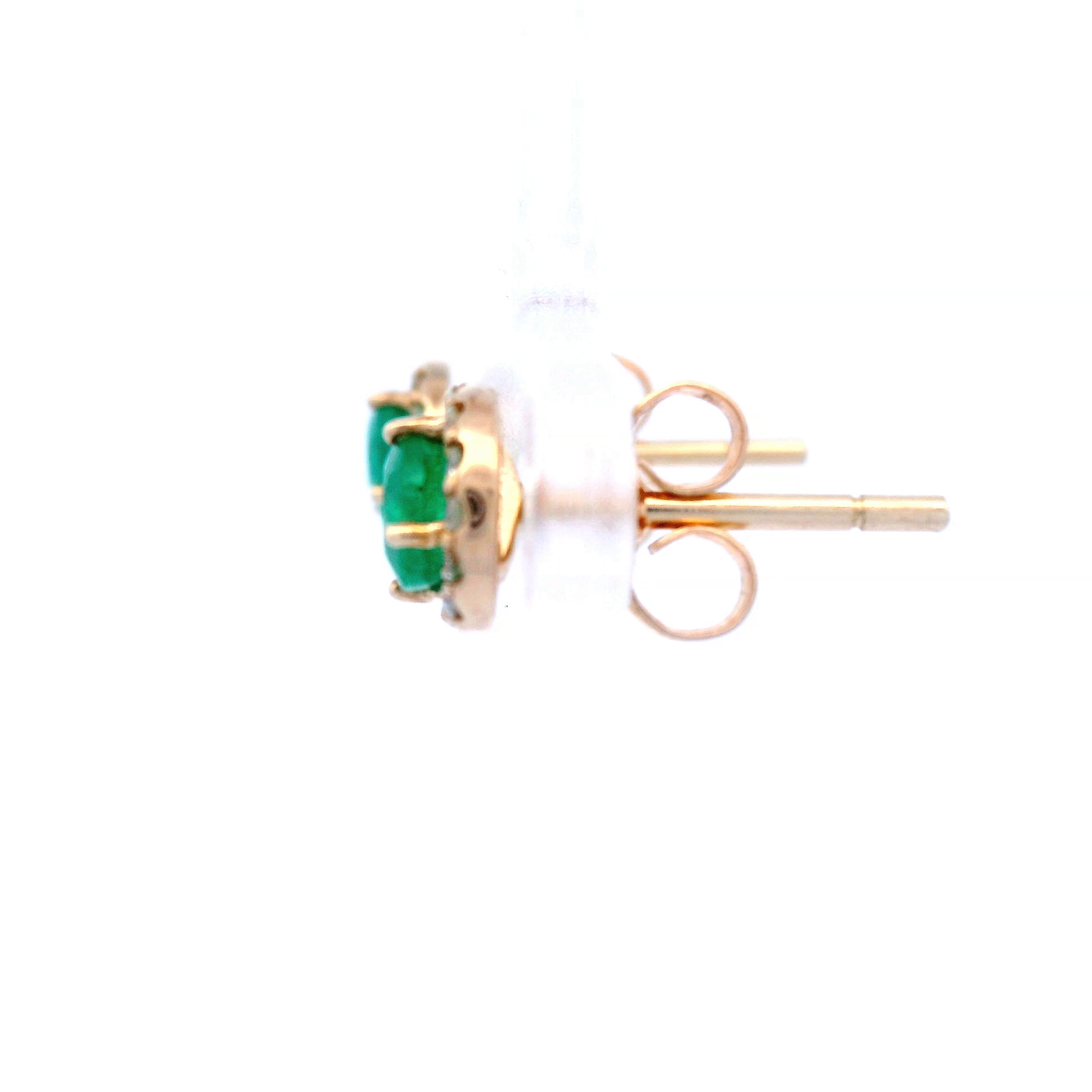 9ct Gold Emerald & Diamond Earrings