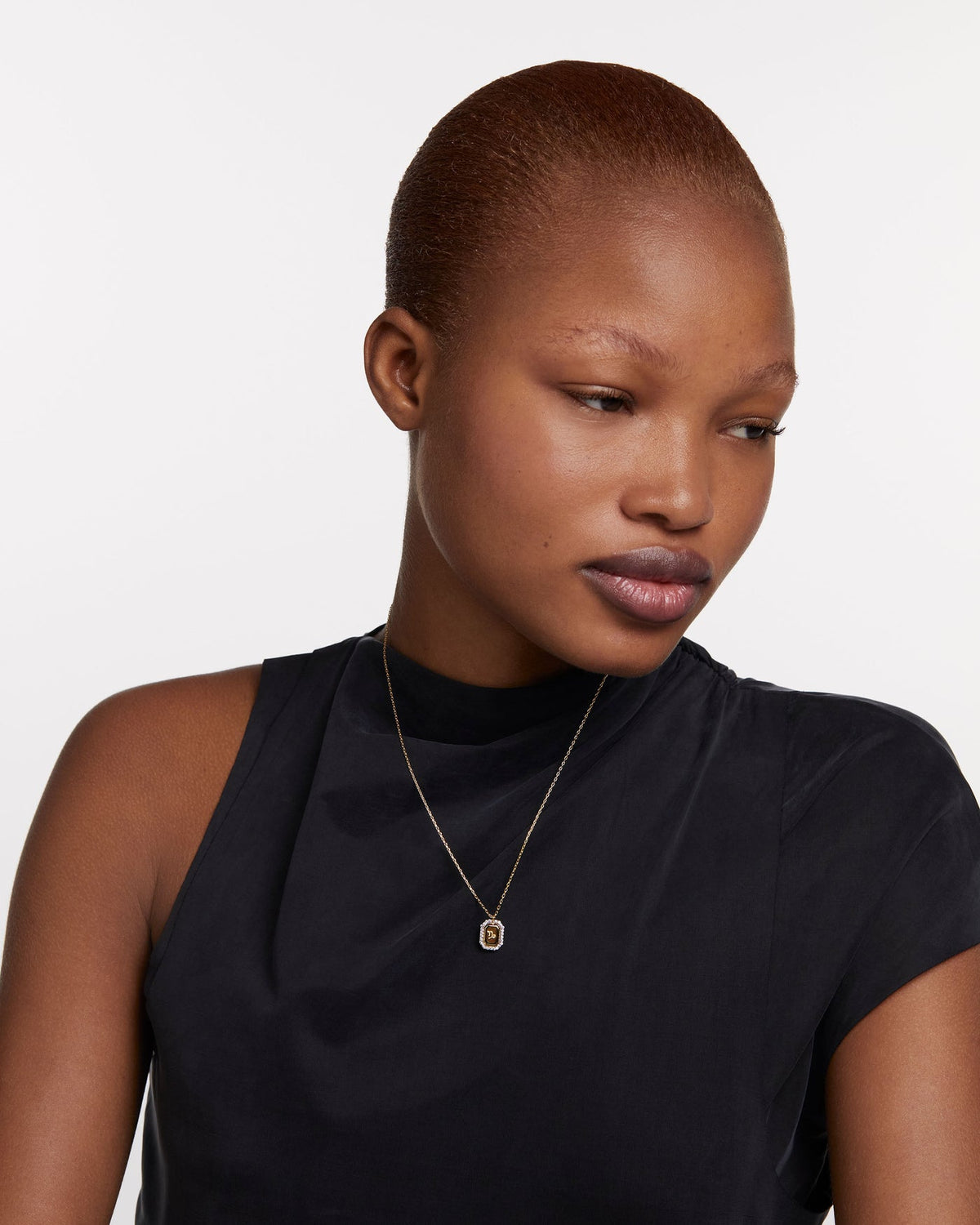 PDPAOLA Capricorn Necklace Engraved In Octagonal Pendant