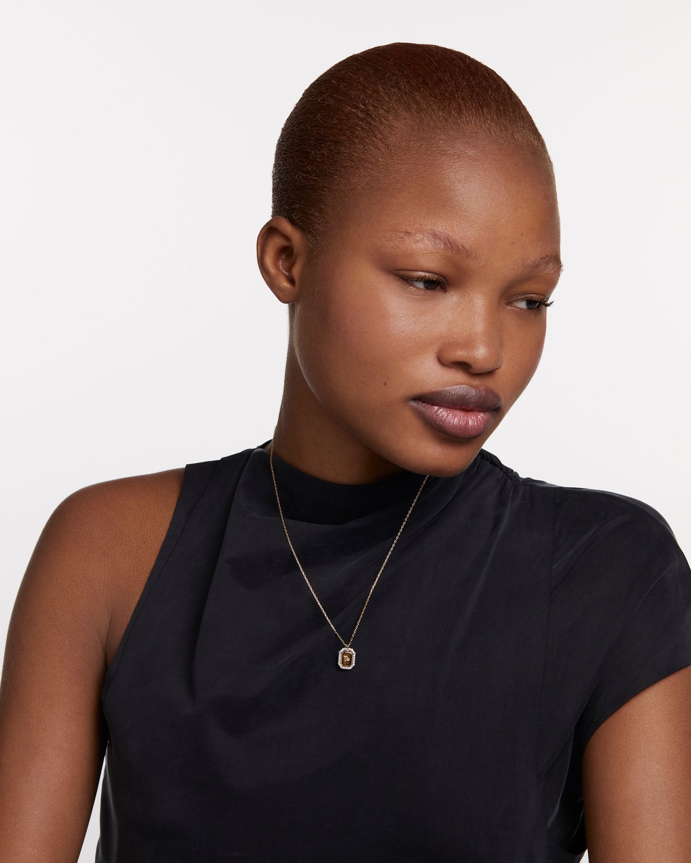 PDPAOLA Capricorn Necklace Engraved In Octagonal Pendant