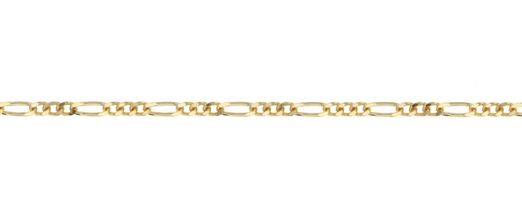 Solid Figaro 1+3 Diamond Cut 1.3mm in Yellow Gold