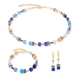 GeoCube Blue & Sand Multicolour Necklace