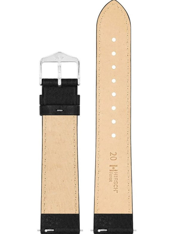 Hirsch Leather Watch Strap Forest L 18 mm Black