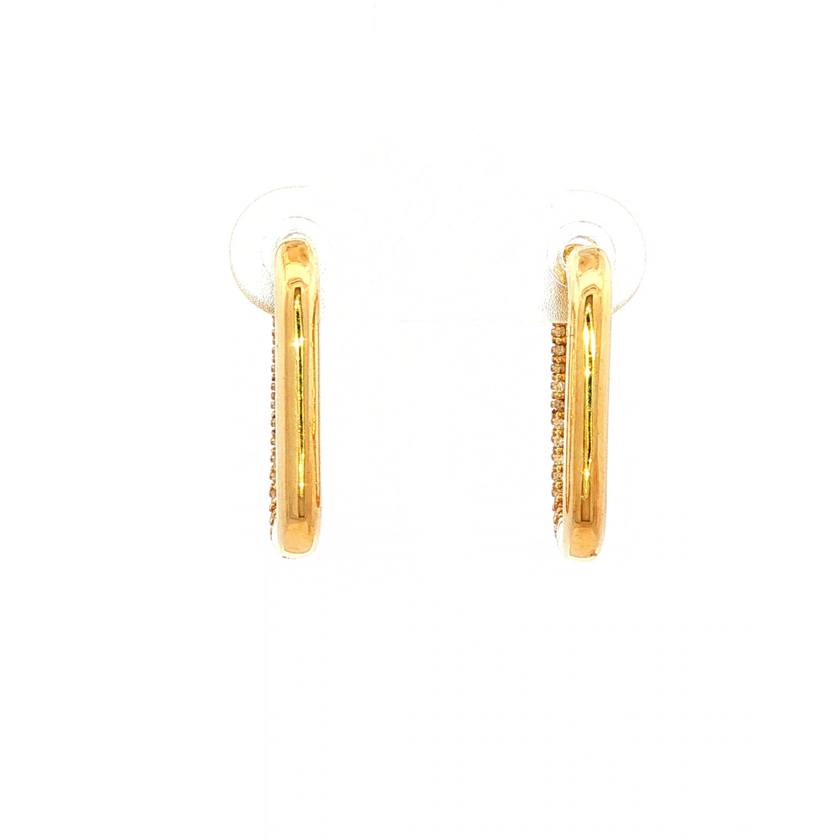 Encrusted  Oval Huggie in Yellow Gold