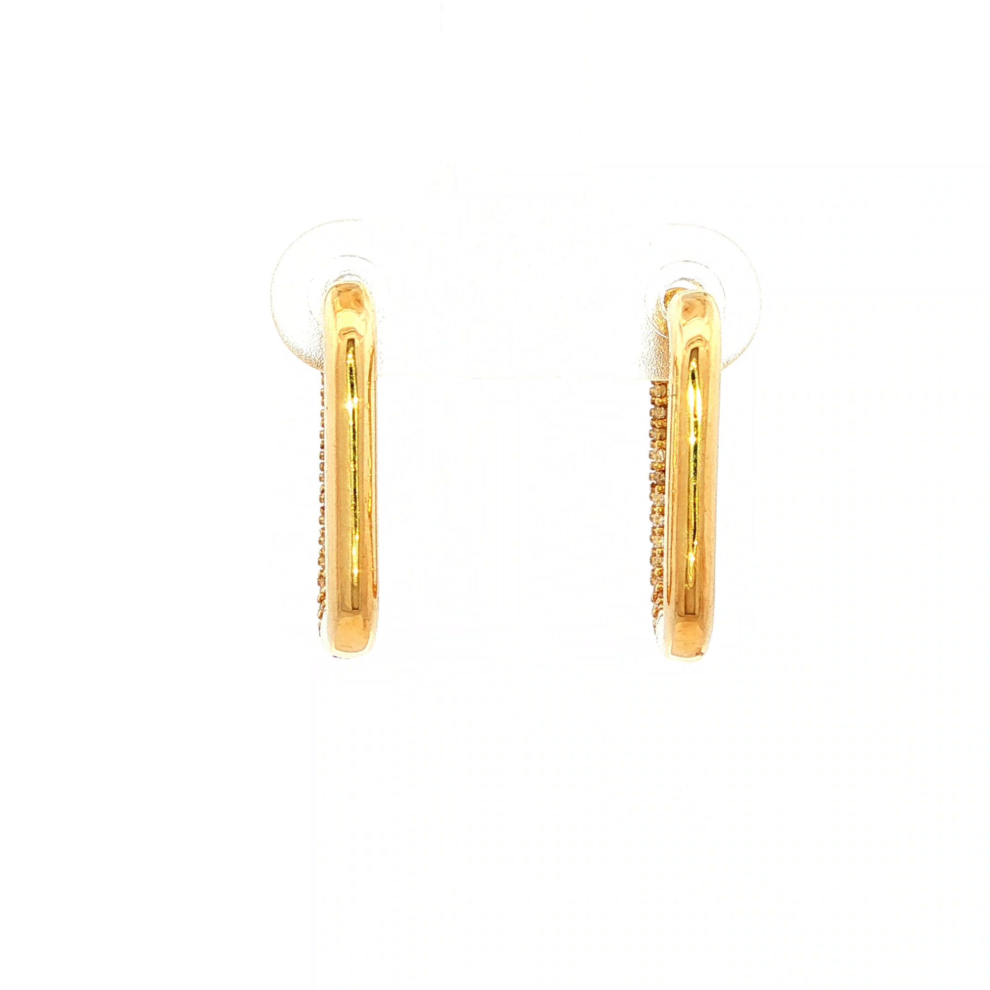 Encrusted  Oval Huggie in Yellow Gold