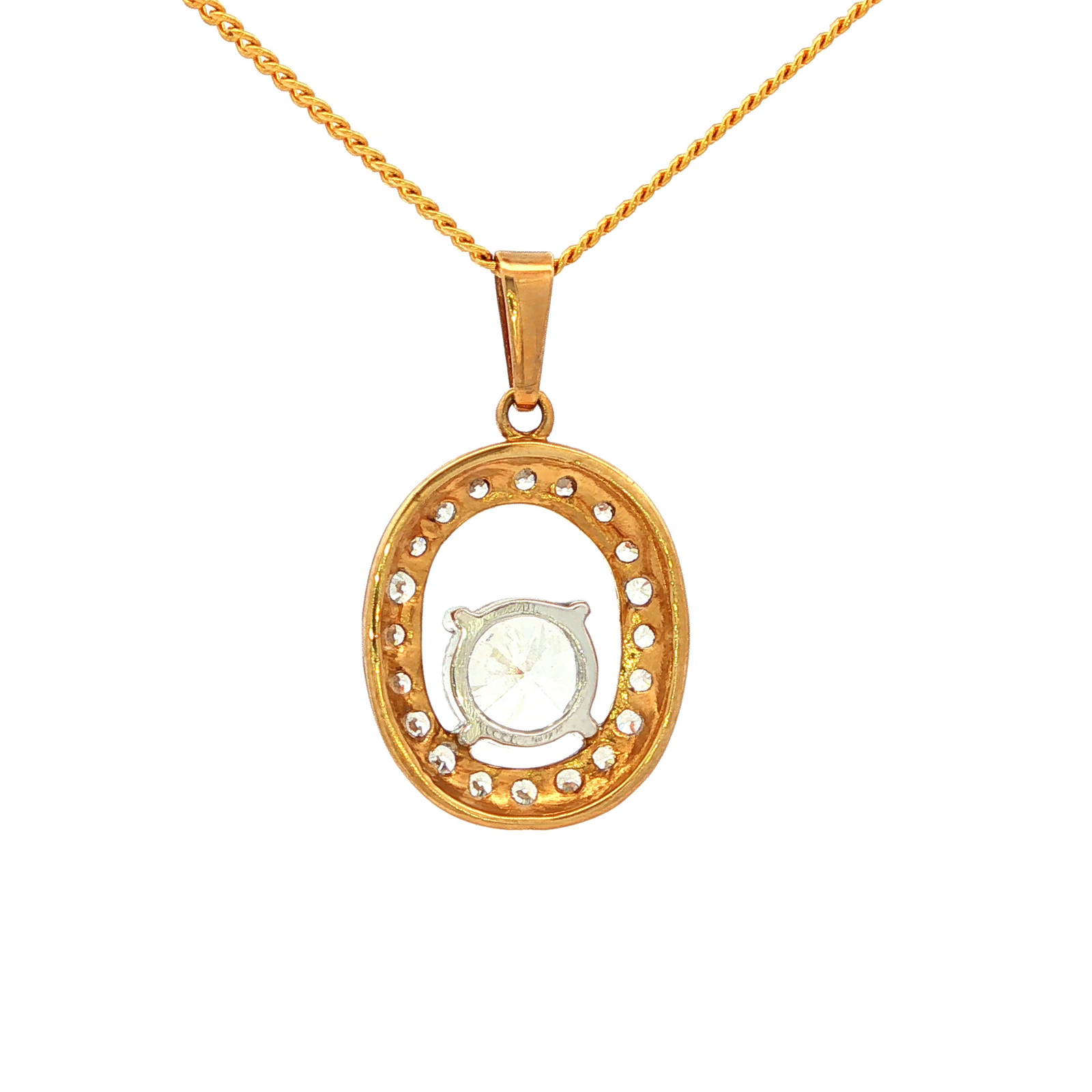 Oval Cut Cubic Zirconia Pendant in Yellow Gold