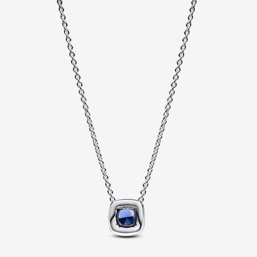 Pandora Sparkling Square Blue Halo Pendant Necklace