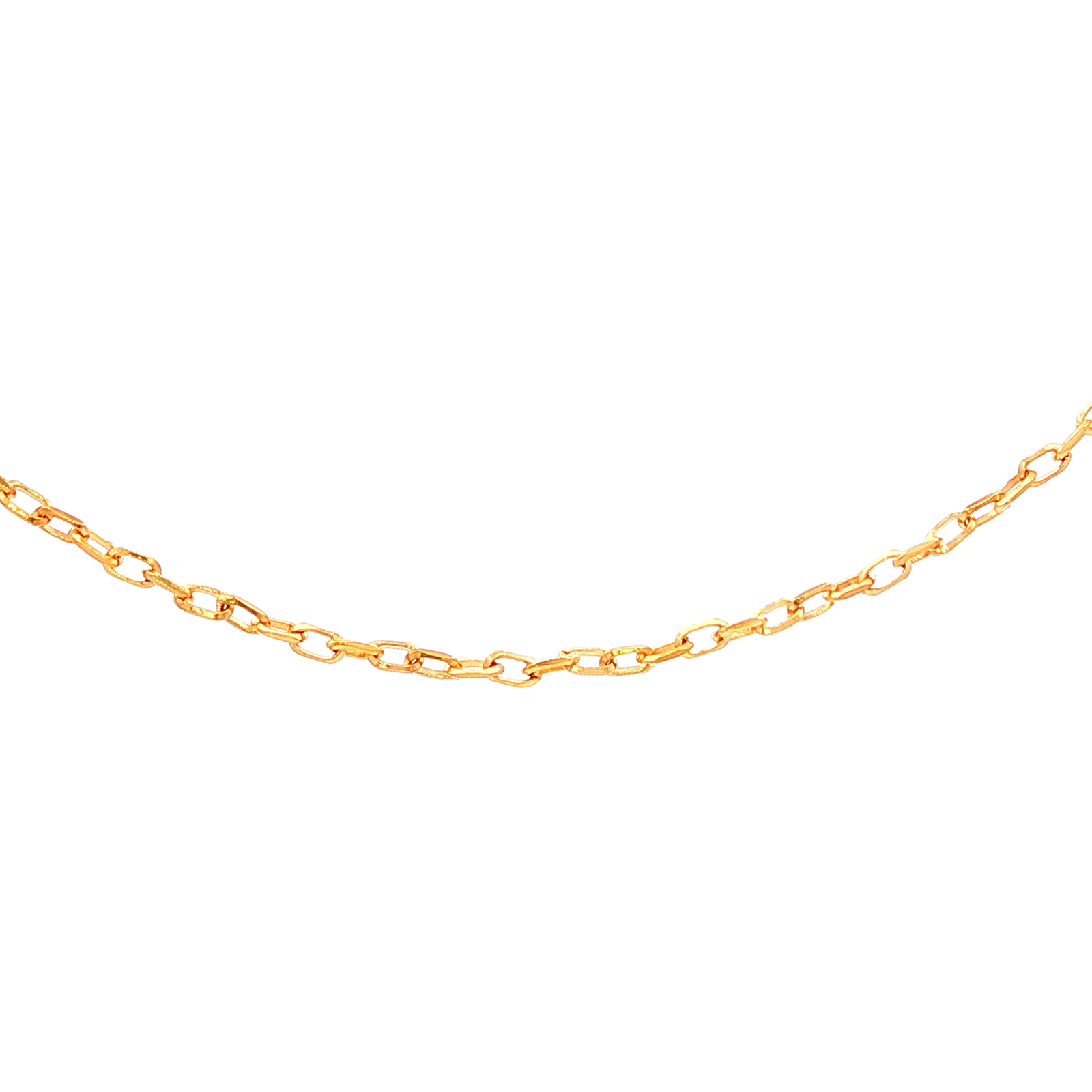 Gauge Diamond Cut Rectangular Trace Link Necklace in Yellow Gold