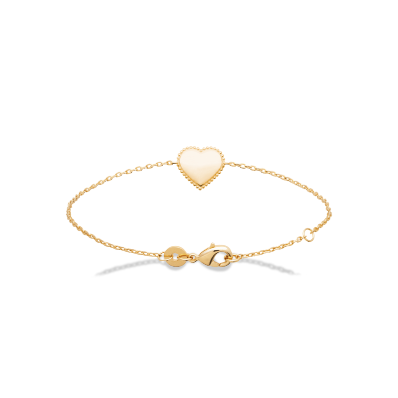 18ct YG Plated Alloy Heart with Plaited Edge Bracelet