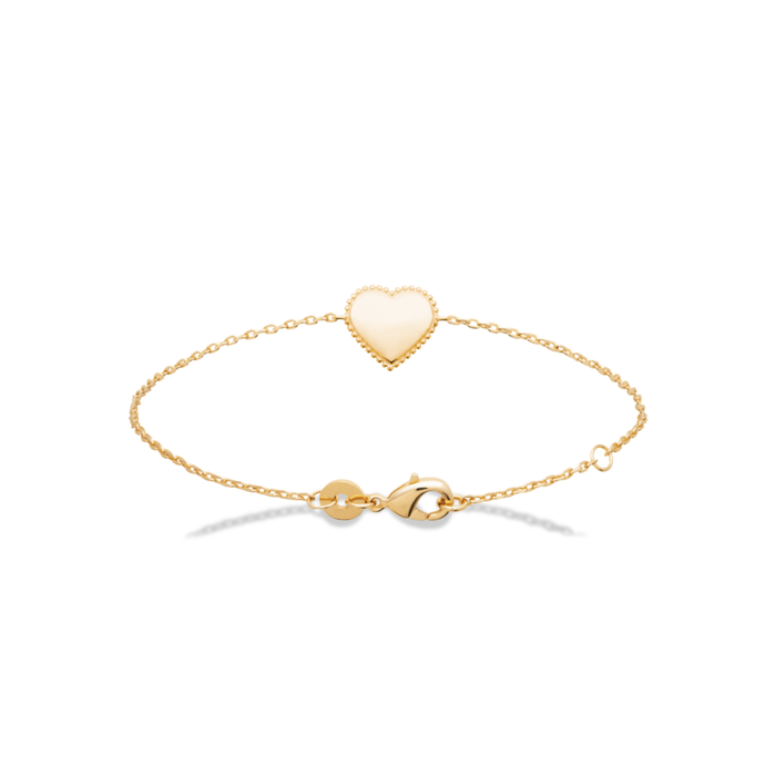 18ct YG Plated Alloy Heart with Plaited Edge Bracelet