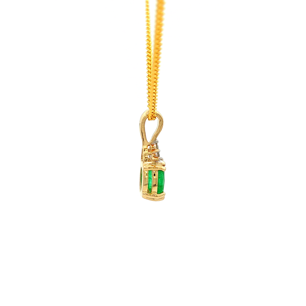 Emerald and Diamond Pendant in Yellow Gold